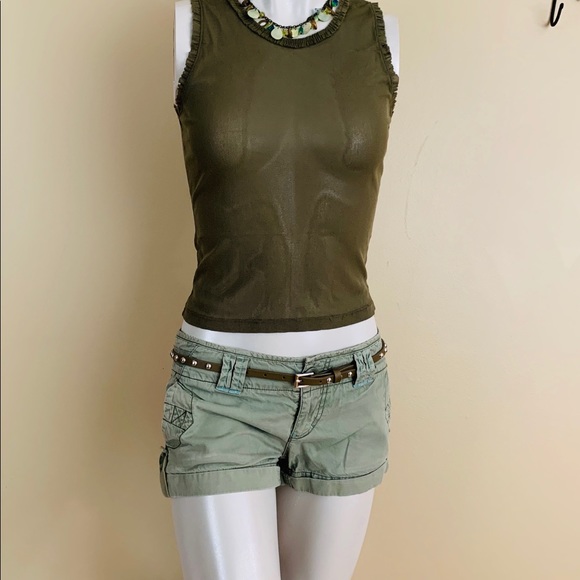 2/$20 Kenneth Cole Sheer Olive Green Tank Top - Picture 8 of 13